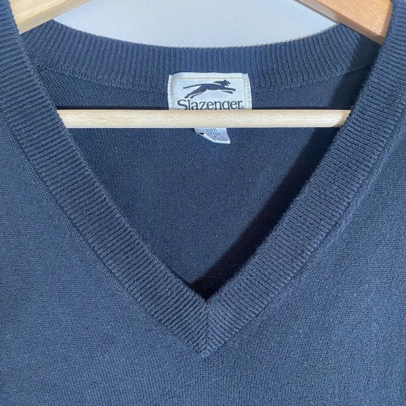 Slazenger Men's Large Outdoors Golf V-Neck Cotton Sweater Vest Pullover in Black - Picture 7 of 16